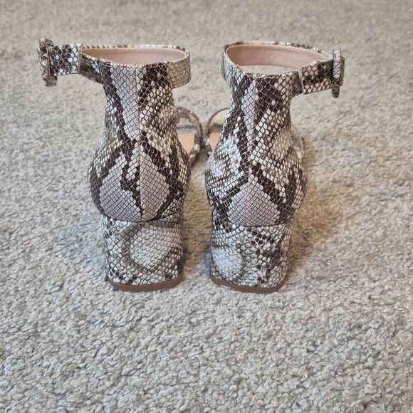 Mango Snake Skin Block Heel Sandals Shoes Size 9.5 - Picture 3 of 7